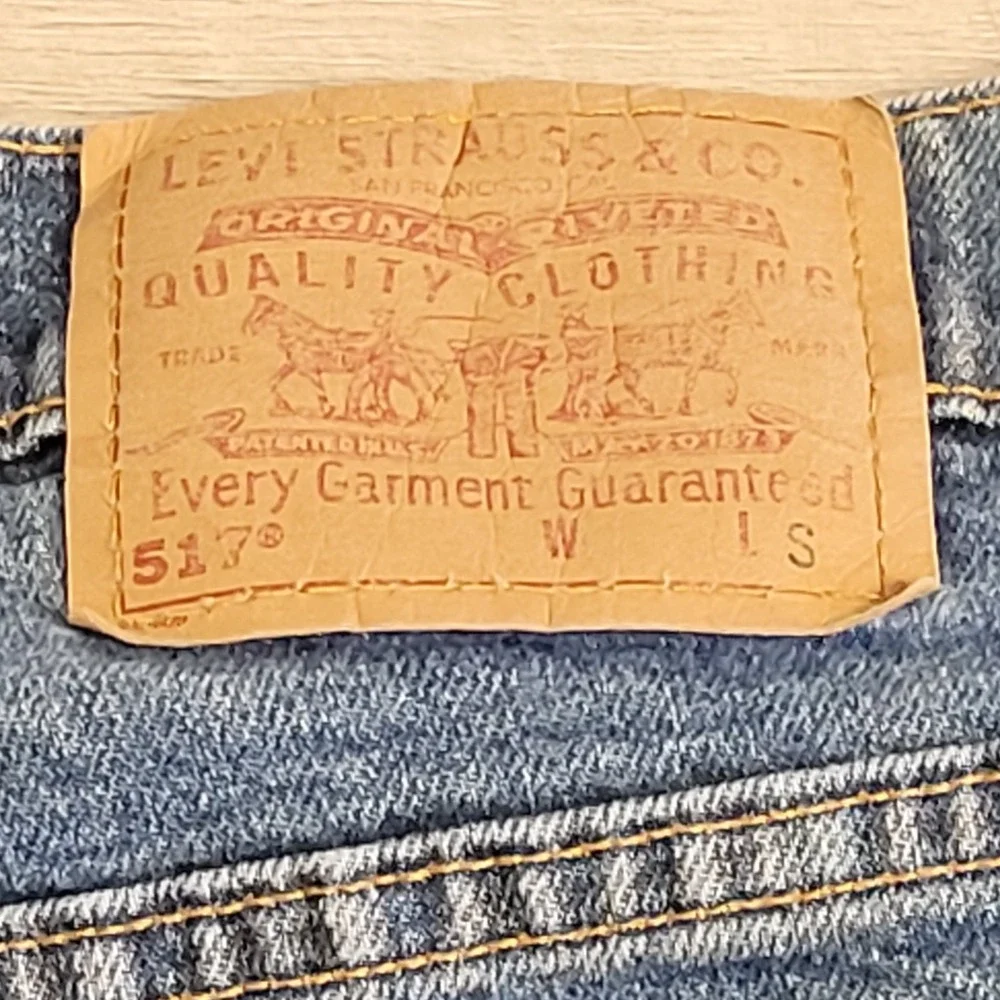 👖Vintage 90s Levi's 517 Bootcut Jeans Mens 34x31 Blank Red Tab Made USA Western